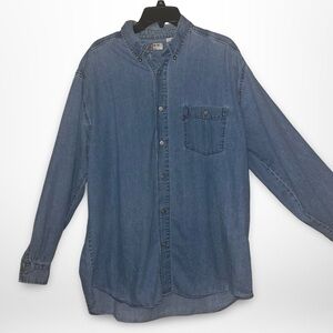 Vintage Levis Red Tab Shirt Size Large Denim Metal Button Up